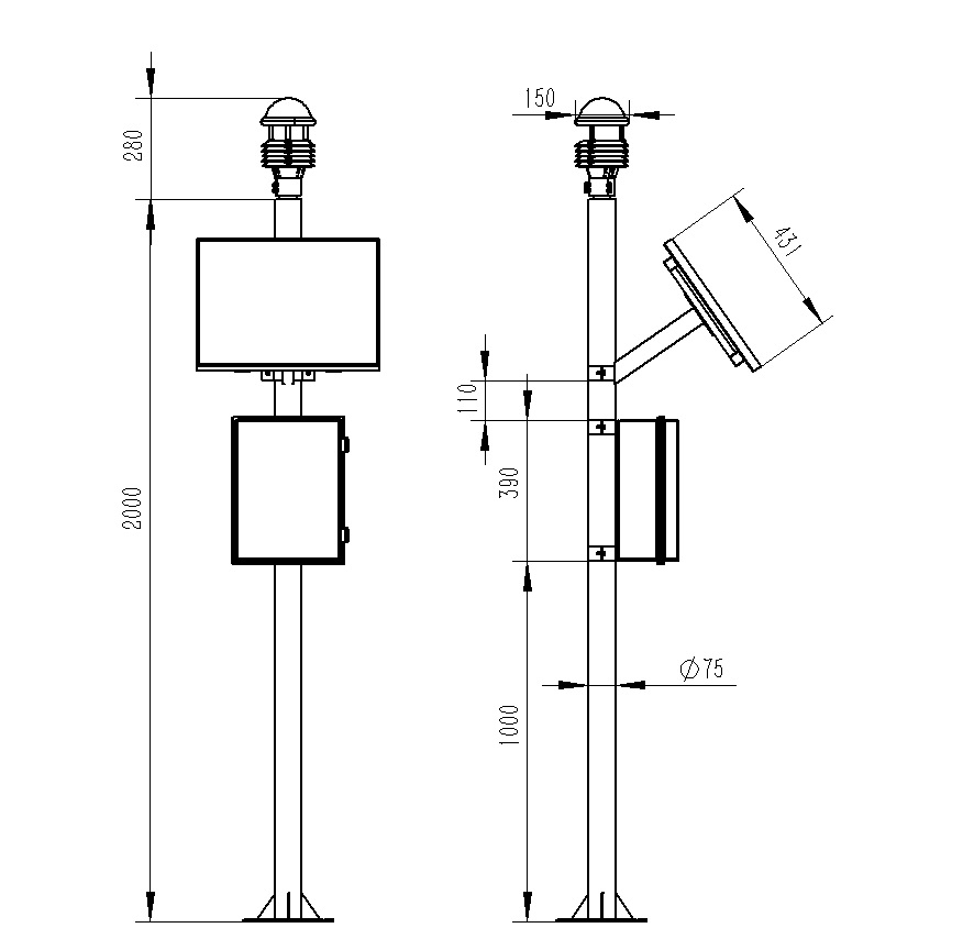 自動(dòng)氣象監(jiān)測(cè)站產(chǎn)品尺寸圖